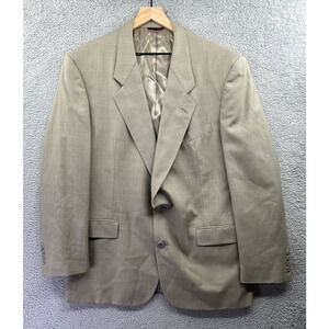 Vintage Hart Schaffner & Marx Blazer 44 Wool Single Breasted Beige Plaid 90s 44R
